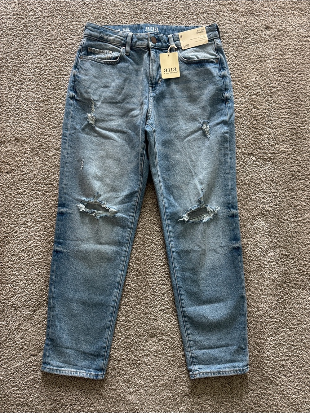 a.n.a Mid-Rise Boyfriend Jeans - Light Blue